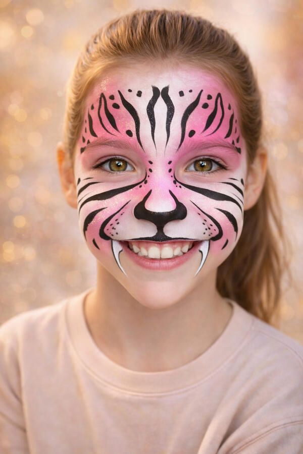 Pink tiger facepaint