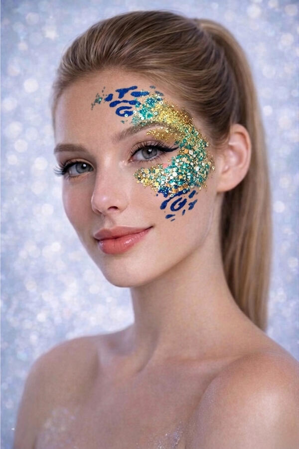 Scales facepaint and glitter