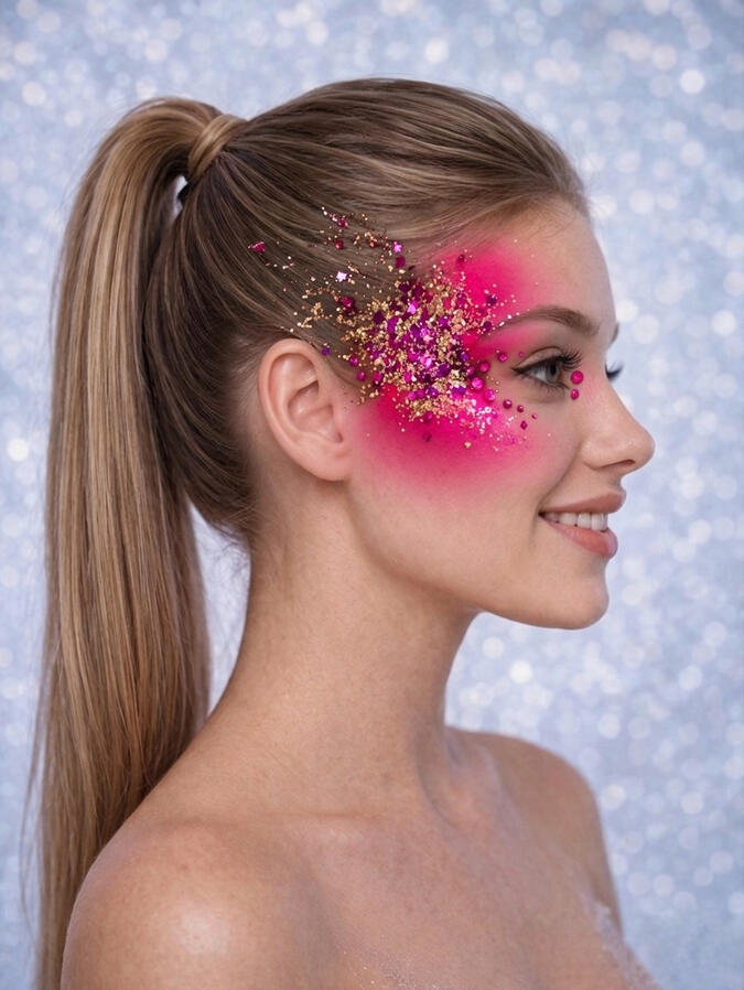 Face paint and hair glitter