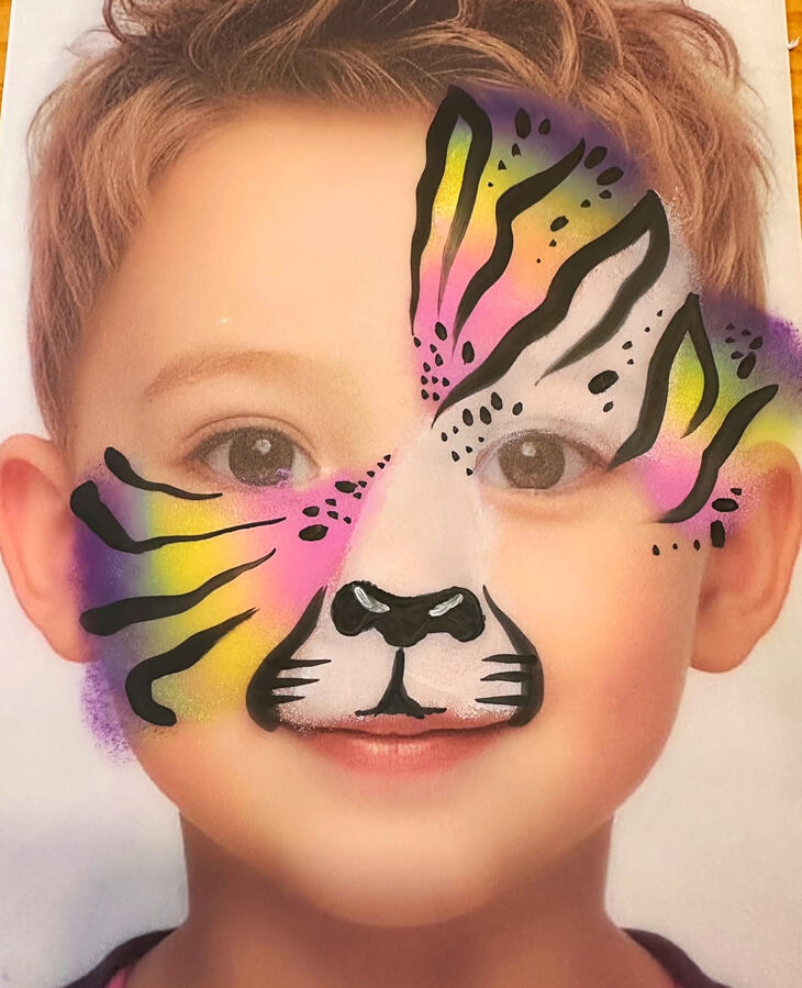 Rainbow Cheetah Facepaint design