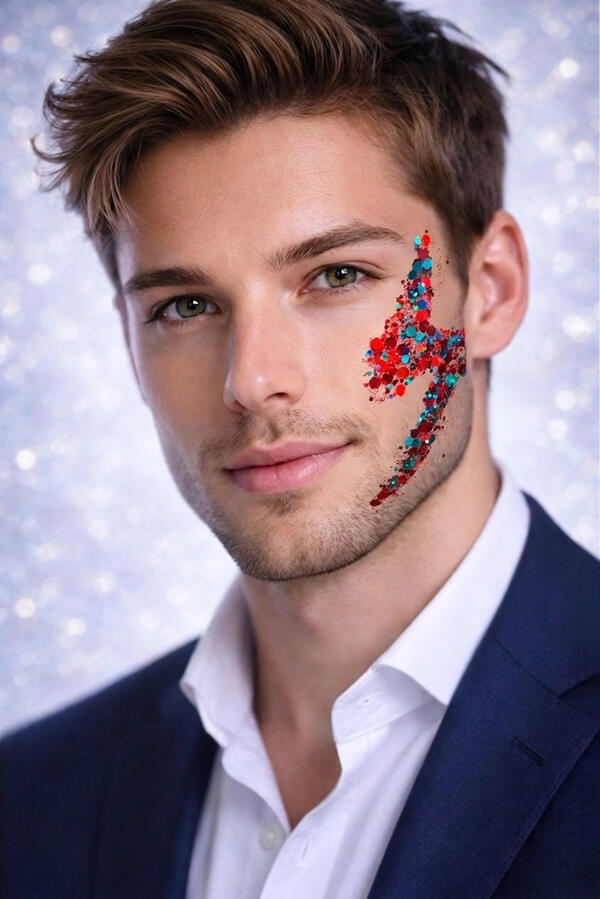 Male face glitter