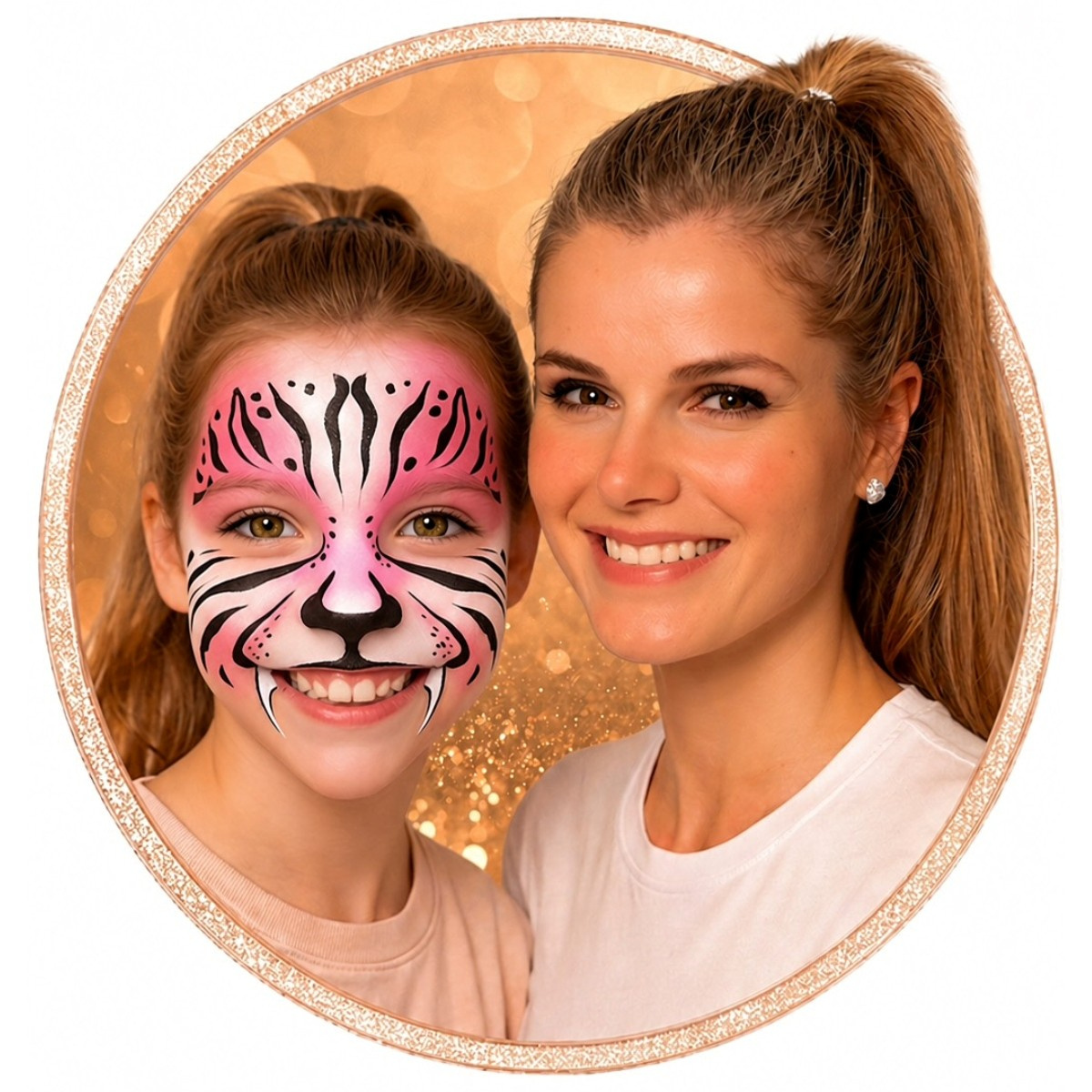 Berni the face painter with her work