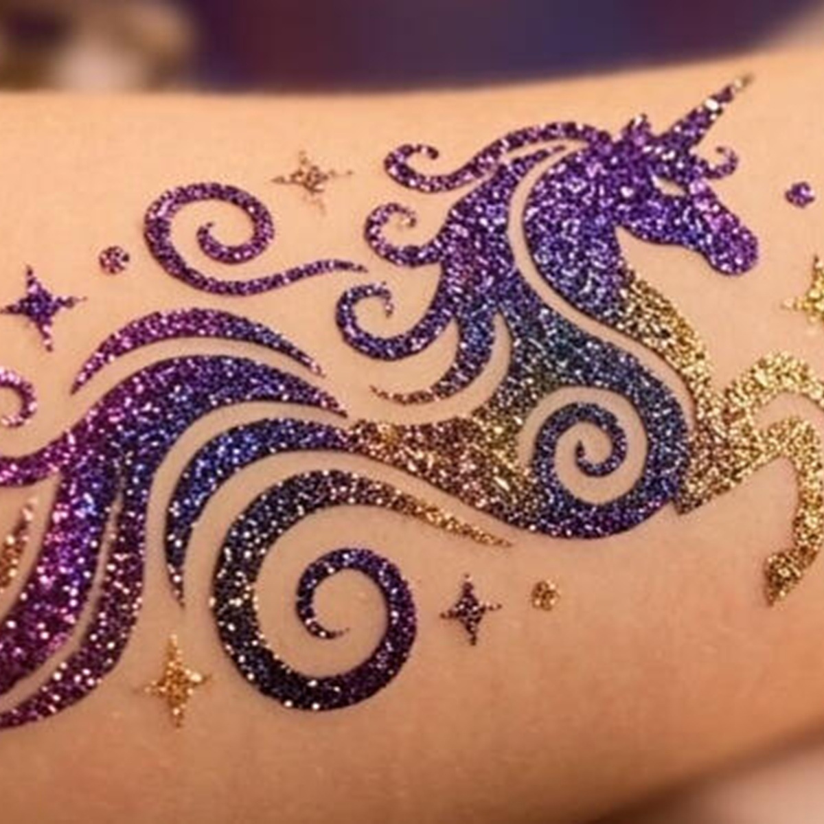 Unicorn glitter tattoo